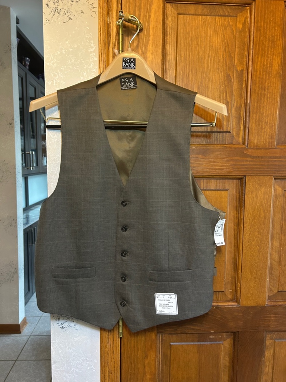 Jos. A. Bank Men's Brown Plaid Dress Vest